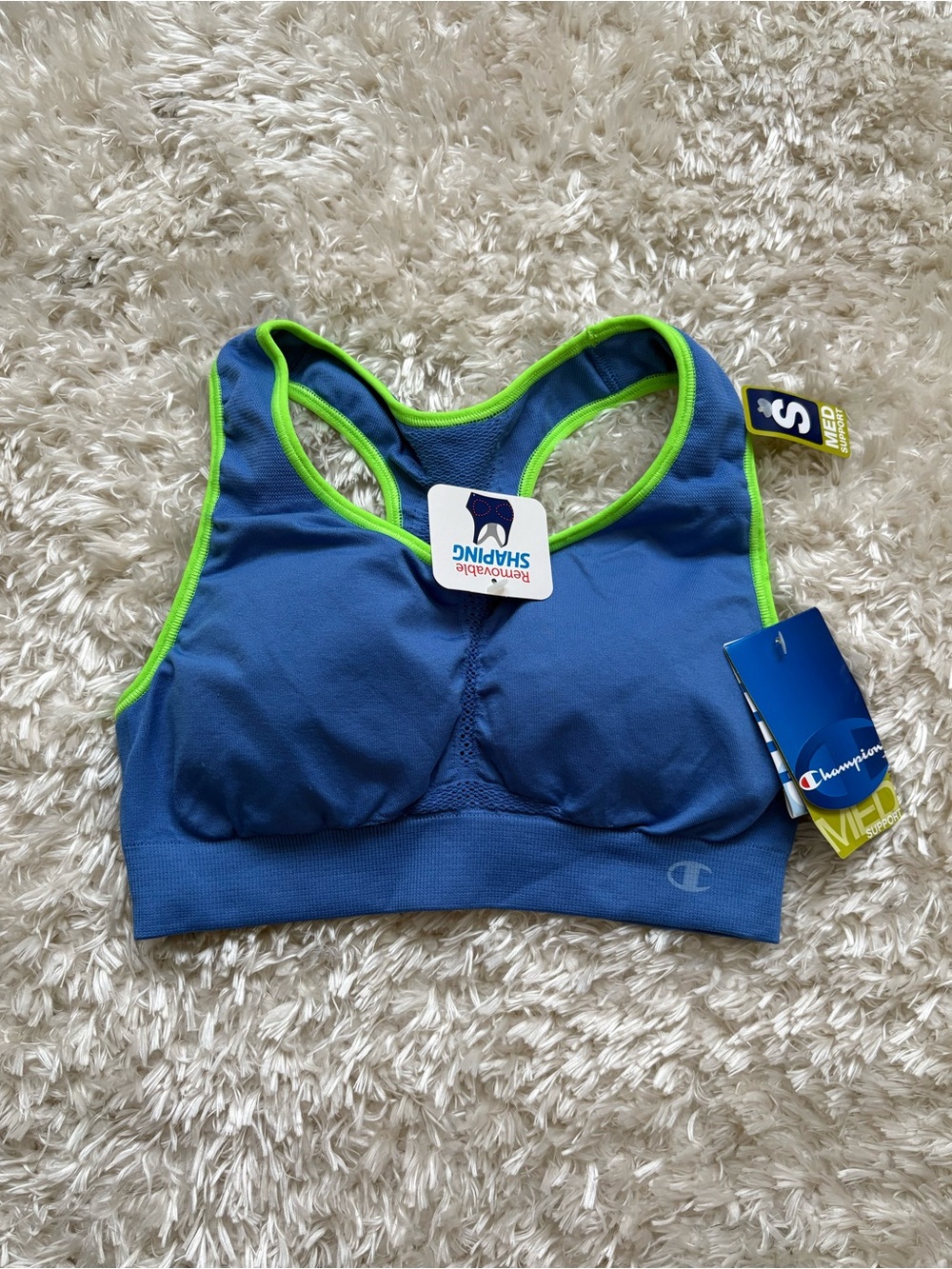 Champion Blue Sports Bikini Top with Neon Green Trim